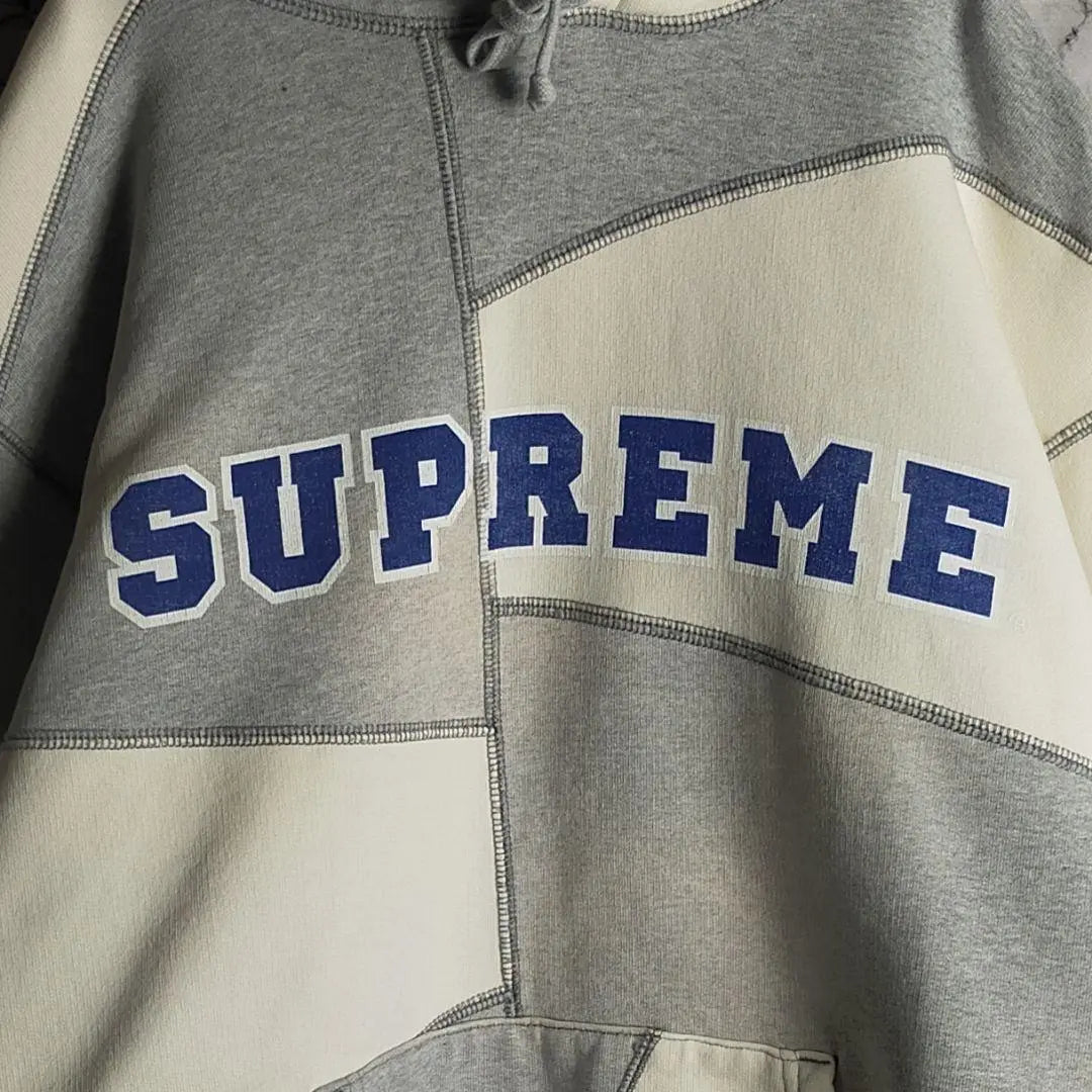 [Rare Design] Supreme Center Logo Hoodie Patchwork Thick Brushed Lining