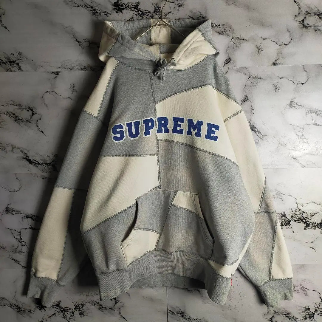 [Rare Design] Supreme Center Logo Hoodie Patchwork Thick Brushed Lining