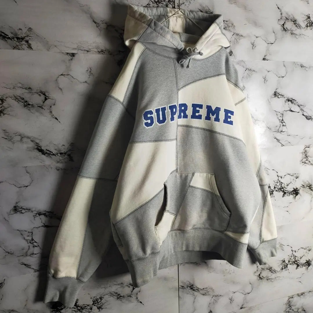 [Rare Design] Supreme Center Logo Hoodie Patchwork Thick Brushed Lining