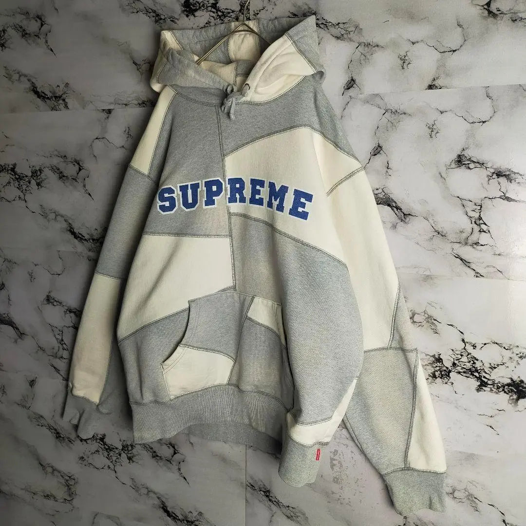 [Rare Design] Supreme Center Logo Hoodie Patchwork Thick Brushed Lining