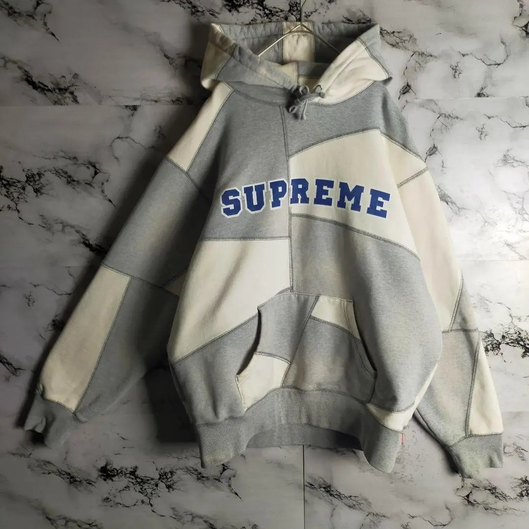 [Rare Design] Supreme Center Logo Hoodie Patchwork Thick Brushed Lining