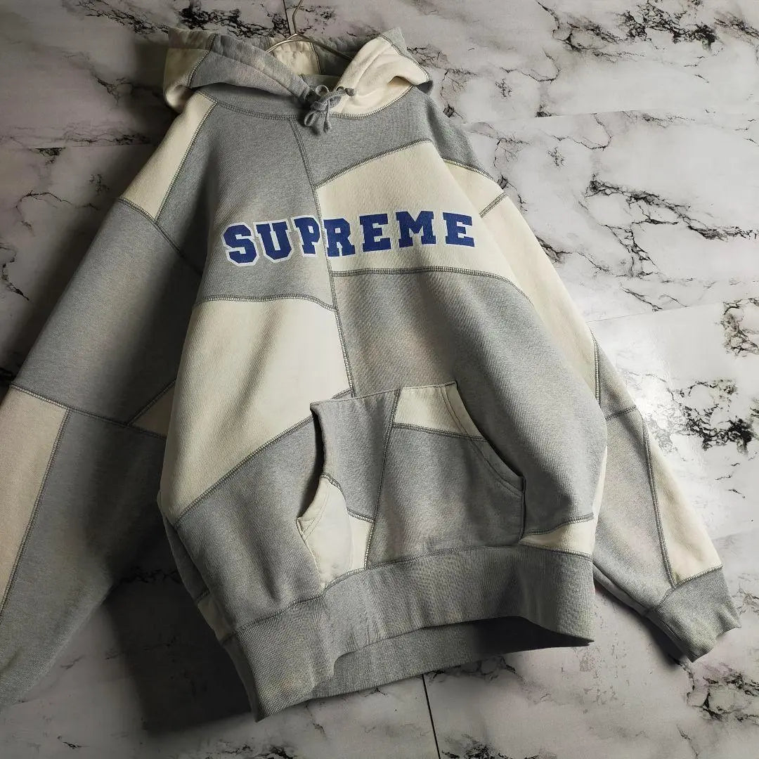 [Rare Design] Supreme Center Logo Hoodie Patchwork Thick Brushed Lining