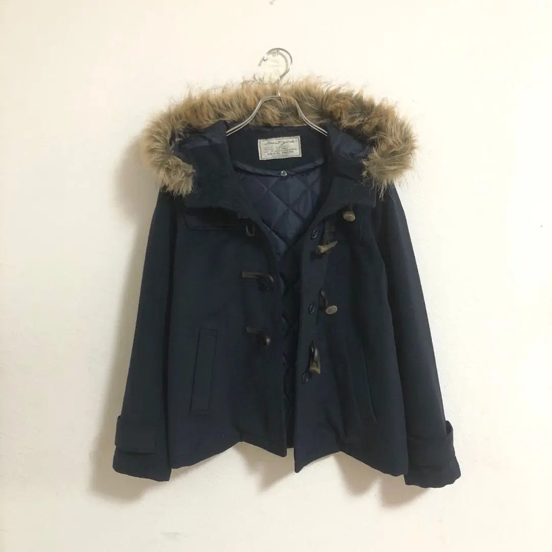 [Good condition] Avail duffle coat, navy blue, hood not removable a653