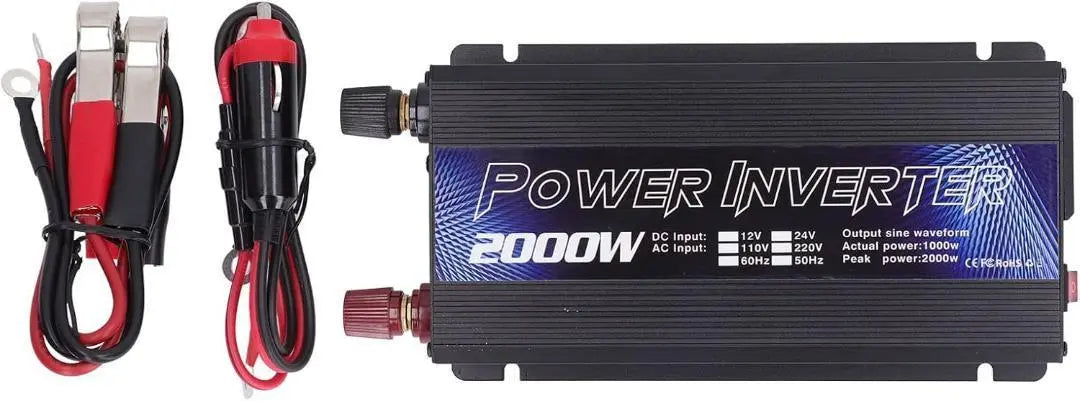 Inversor automotriz de 2000 W, onda sinusoidal corregida, CC 12 V → CA 110 V