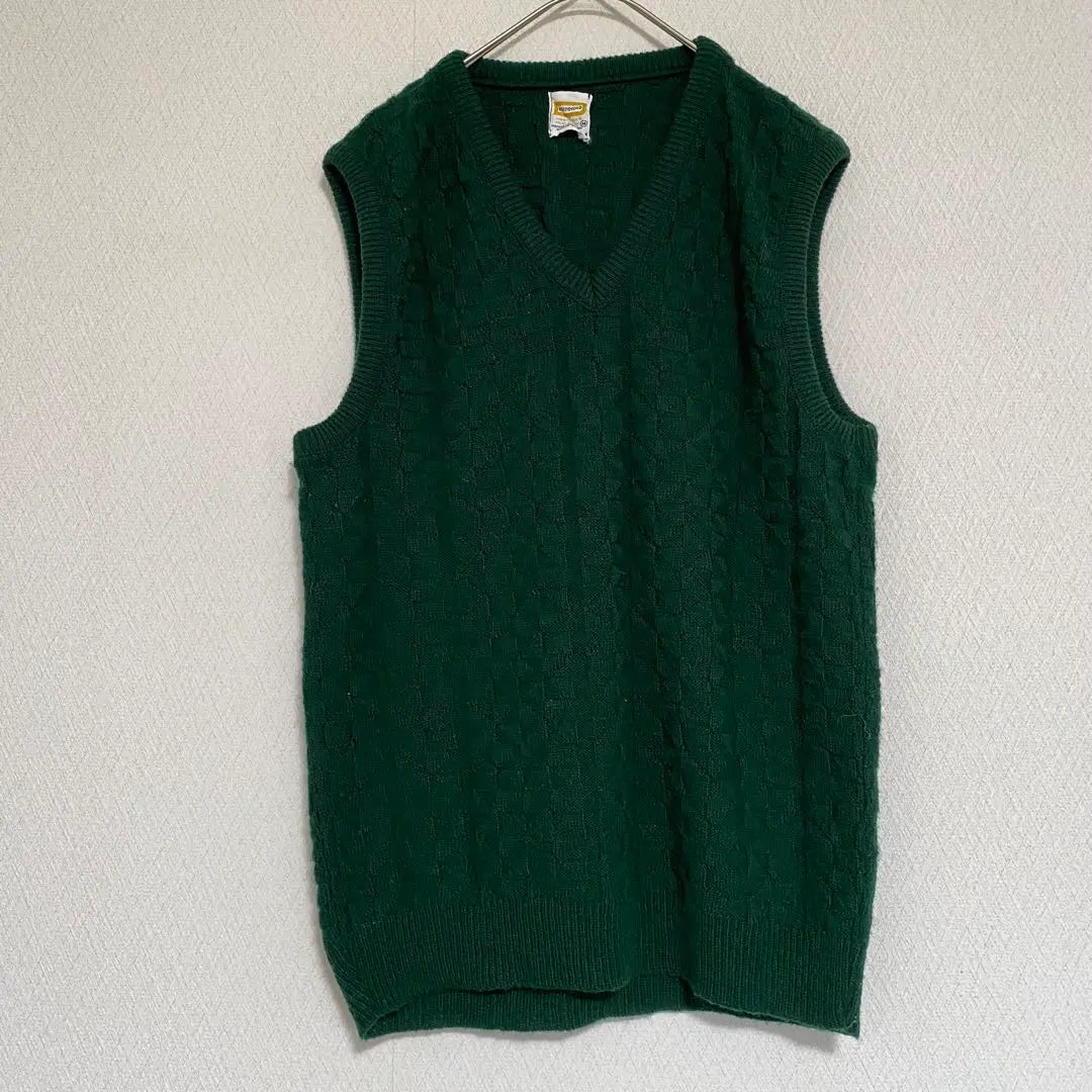 DRUMMOND/ V-neck knit vest used clothing green M