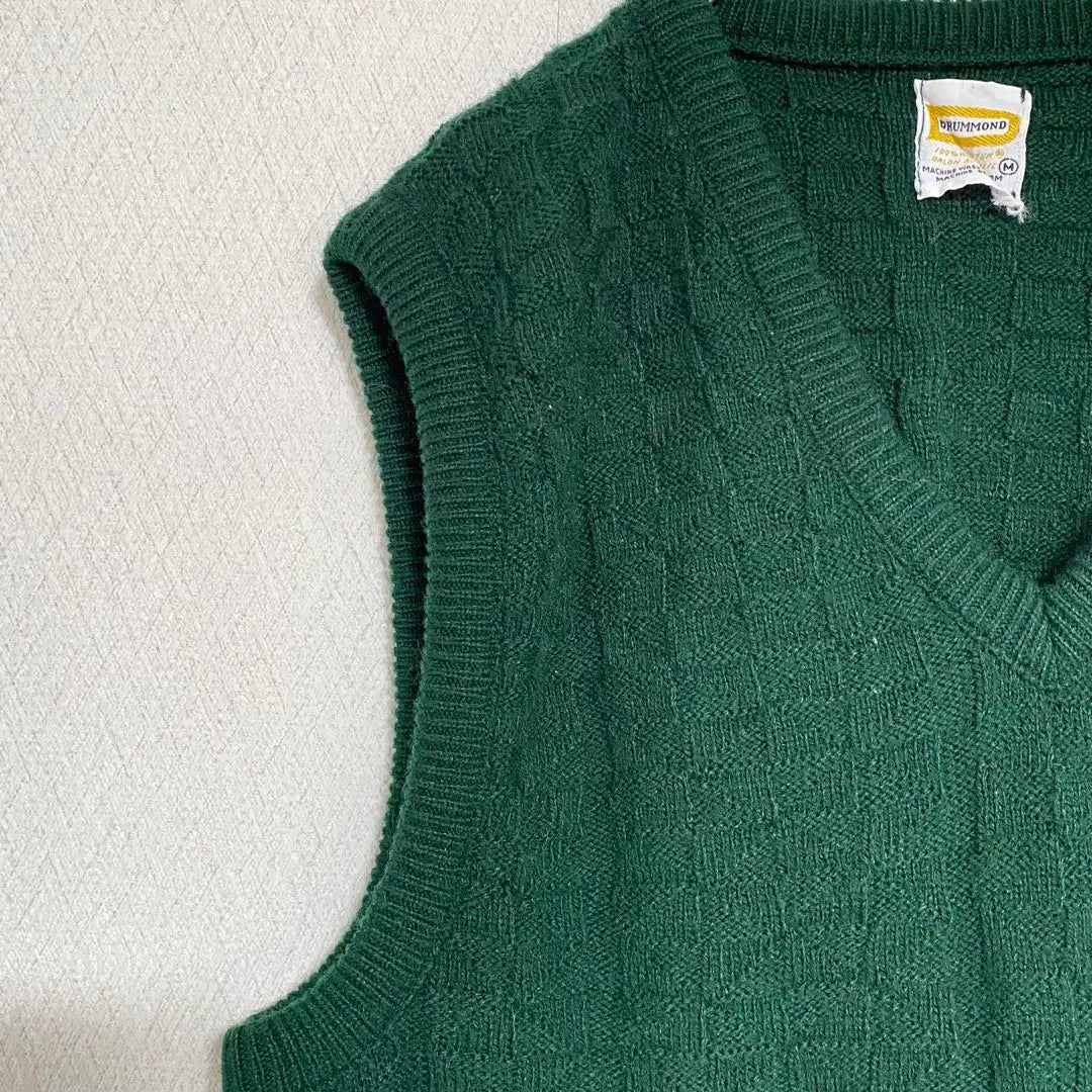 DRUMMOND/ V-neck knit vest used clothing green M