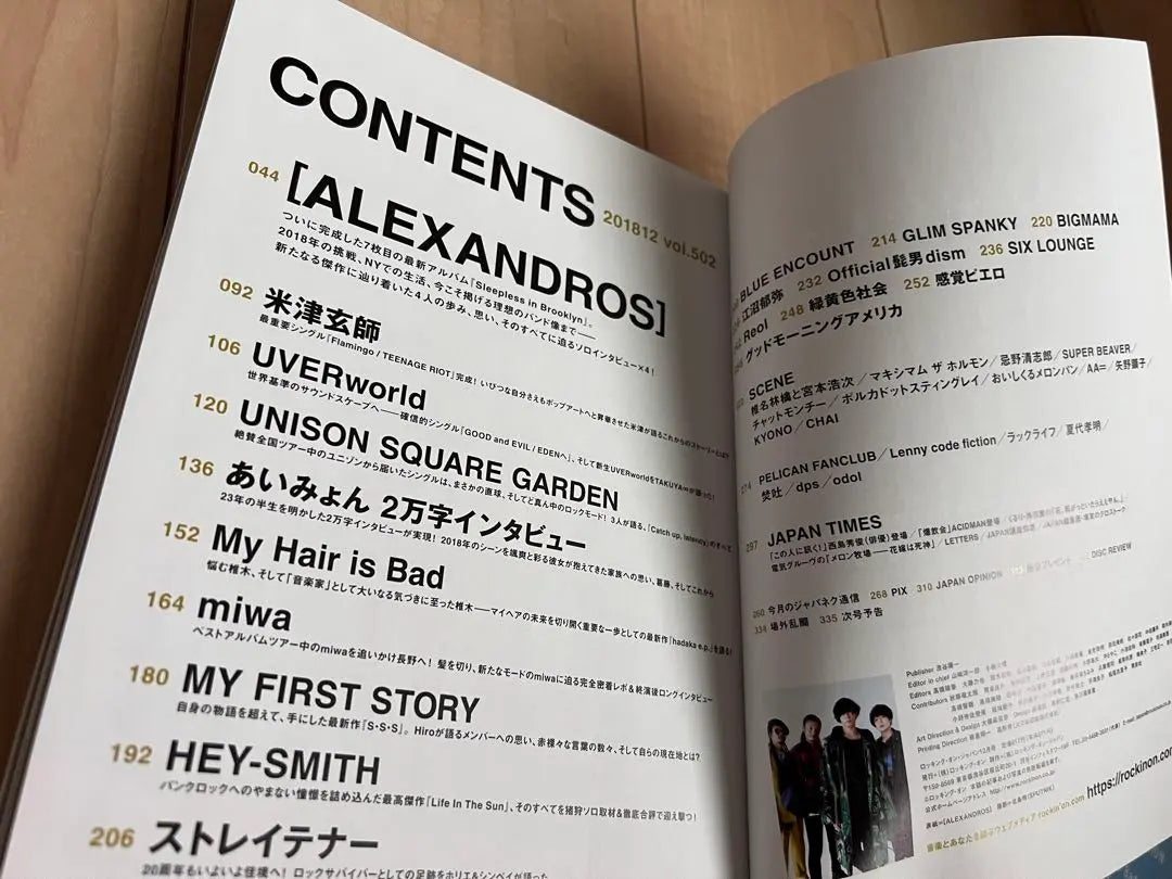 Yonezu Kenshi ROCKIN'ON JAPAN December 2018 Issue ALEXANDROS