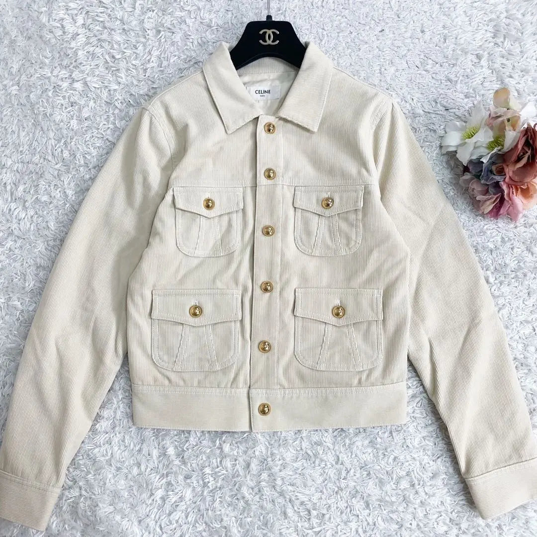 ⭐️Current unused grade⭐️Celine Corduroy Tracker Jacket Gold Button S