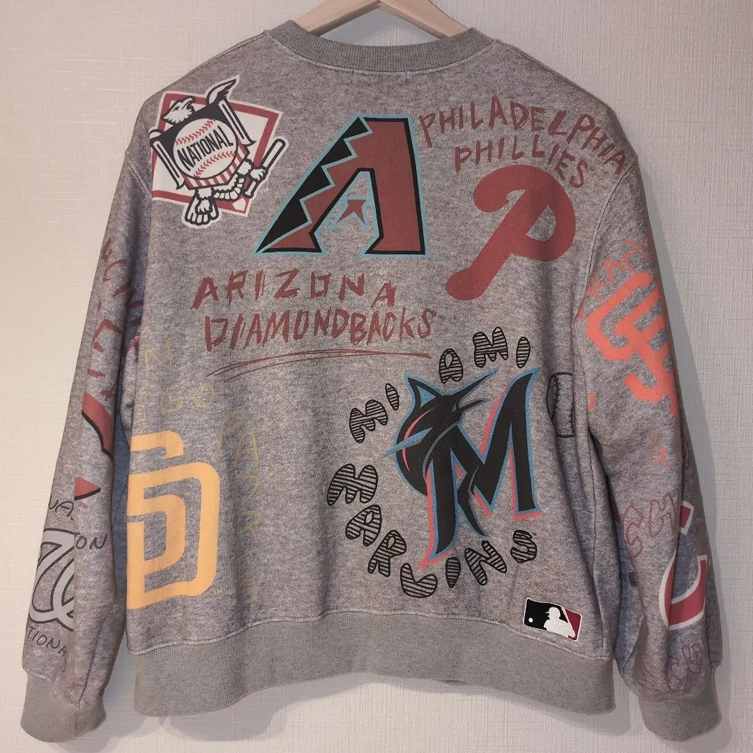 Adam Elope MLB Handwritten All-over Pattern Sweatshirt M Size Charcoal