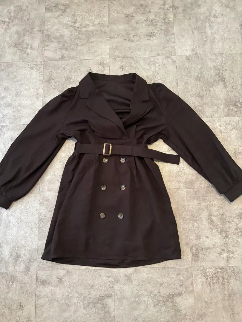 Black belted trench coat