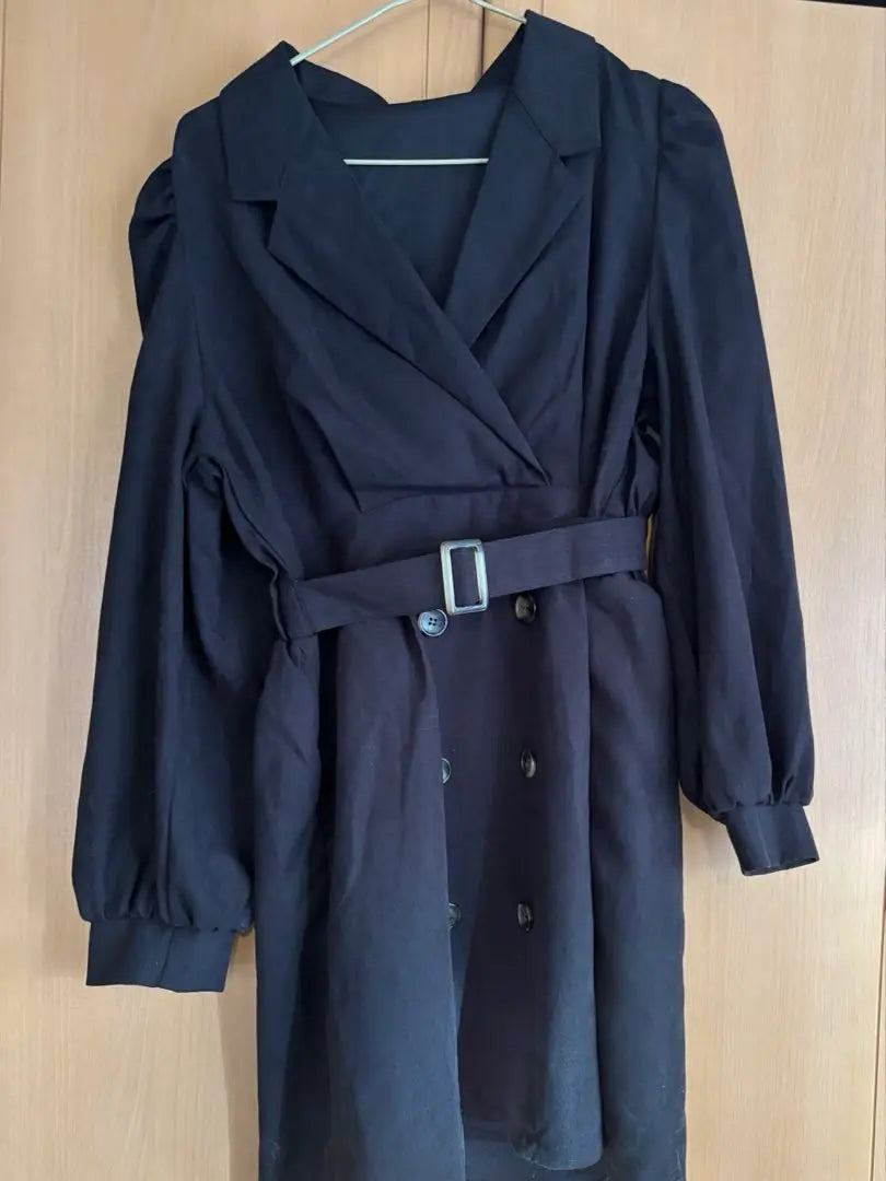 Black belted trench coat