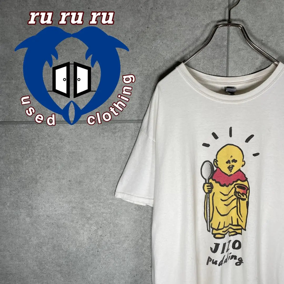 [Ropa usada] Camiseta vintage de manga corta Jizo-san Meta T-print EE. UU. Blanco | [古着]ビンテージ 半袖 Tシャツ お地蔵さん ネタT プリント US 白