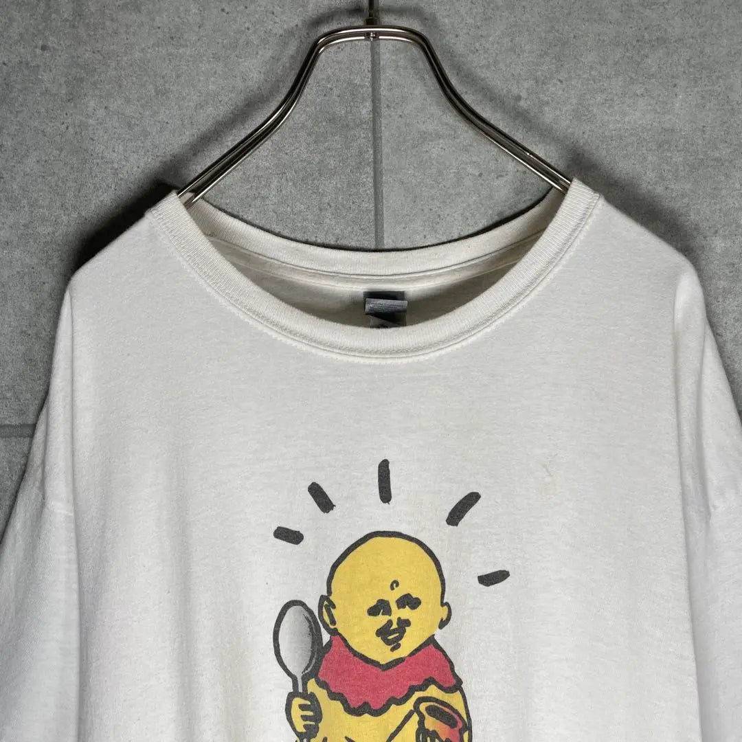 [Ropa usada] Camiseta vintage de manga corta Jizo-san Meta T-print EE. UU. Blanco | [古着]ビンテージ 半袖 Tシャツ お地蔵さん ネタT プリント US 白