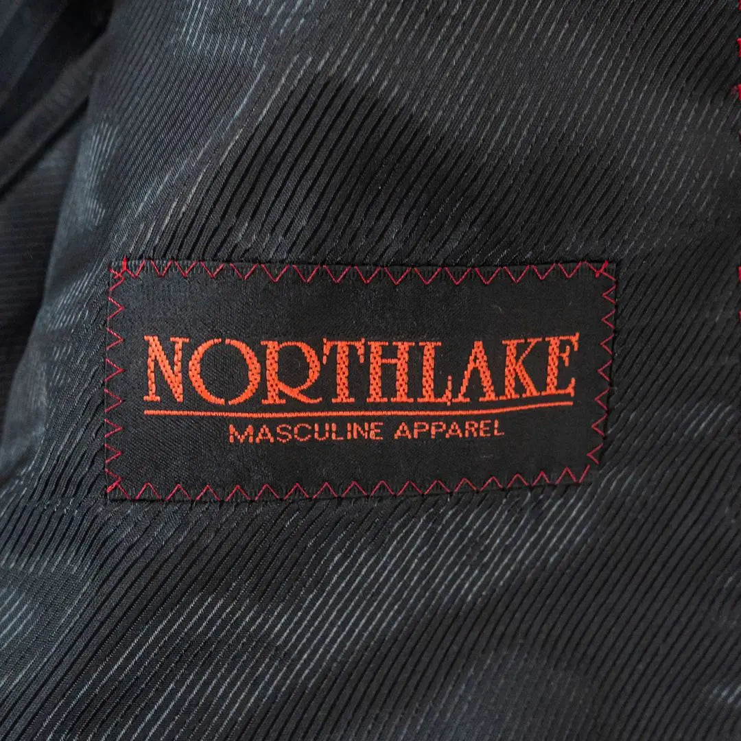 ☆Buen estado☆Traje de negocios NORTHLAKE Mezcla de seda Estampado de rayas Talla grande