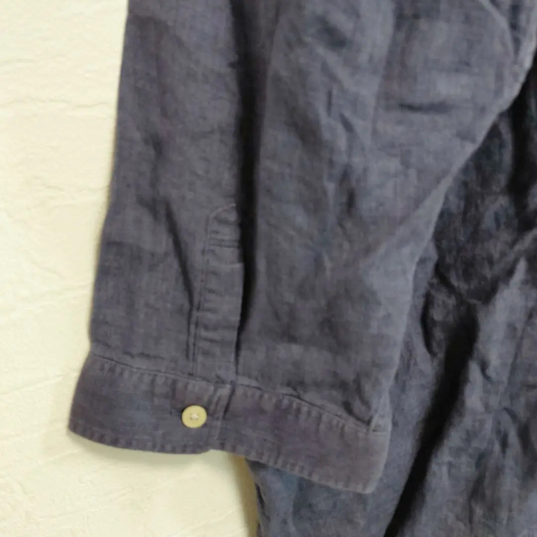 Crocodile Long Sleeve Shirt [LL] Navy Navy Linen 100% Linen Logo Button Down Haori