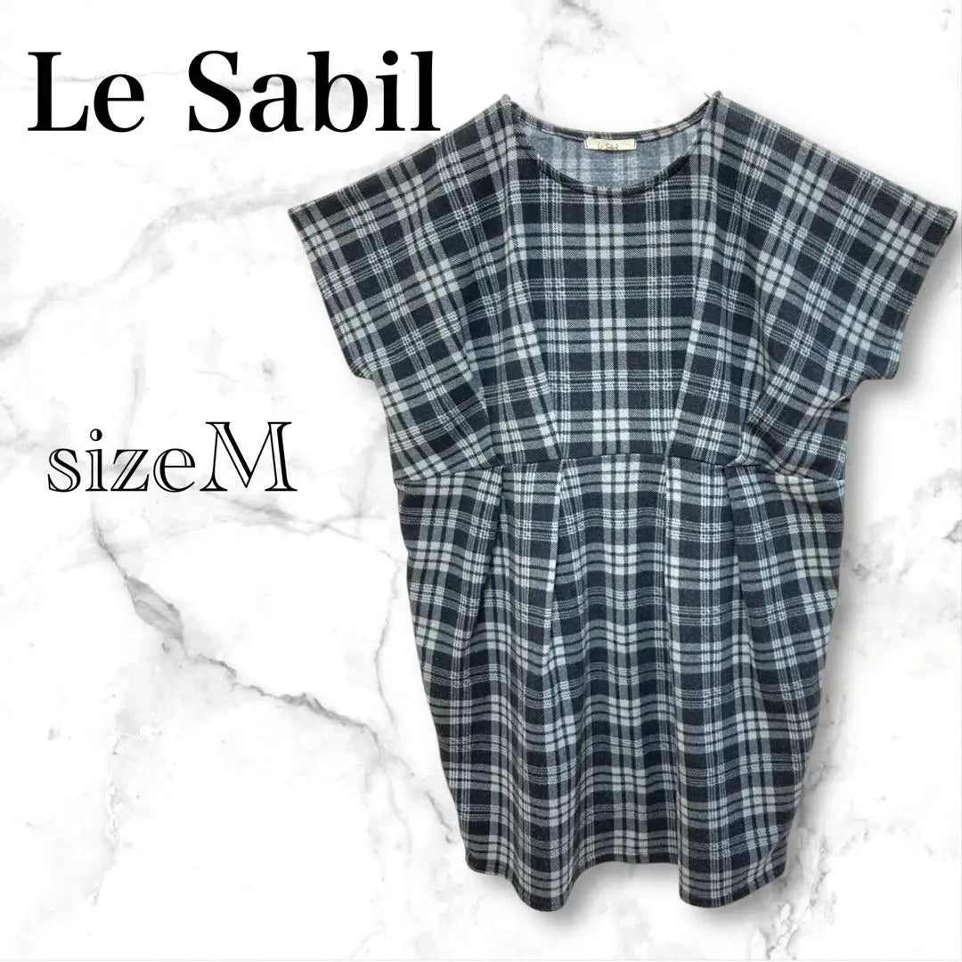 [Le Sabil] Checkered dress, tunic, short sleeve, waist change, M