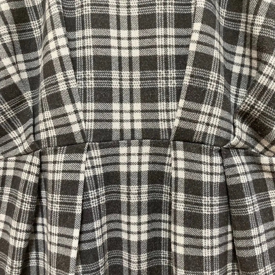 [Le Sabil] Checkered dress, tunic, short sleeve, waist change, M