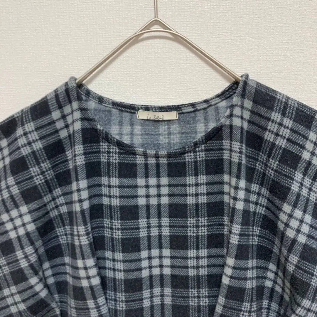 [Le Sabil] Checkered dress, tunic, short sleeve, waist change, M