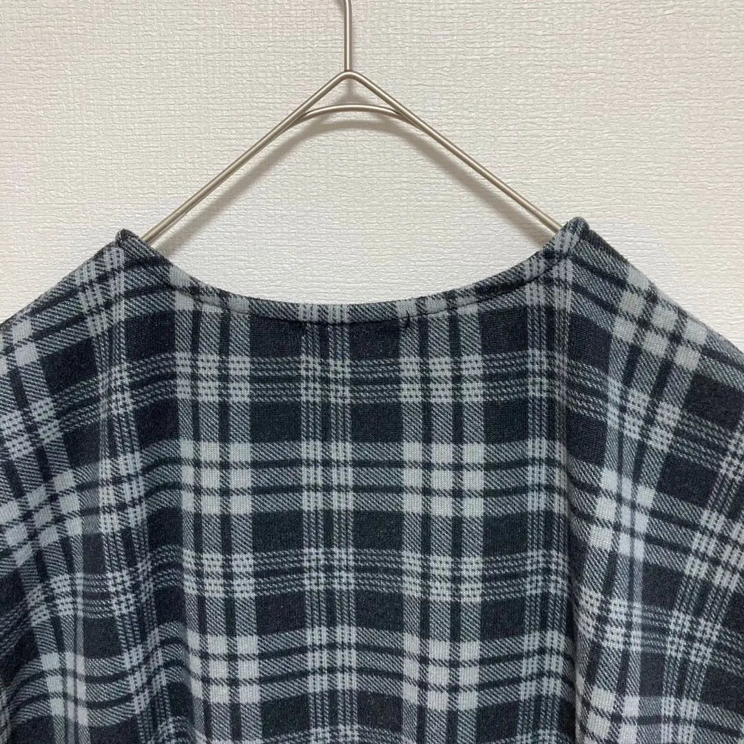 [Le Sabil] Checkered dress, tunic, short sleeve, waist change, M