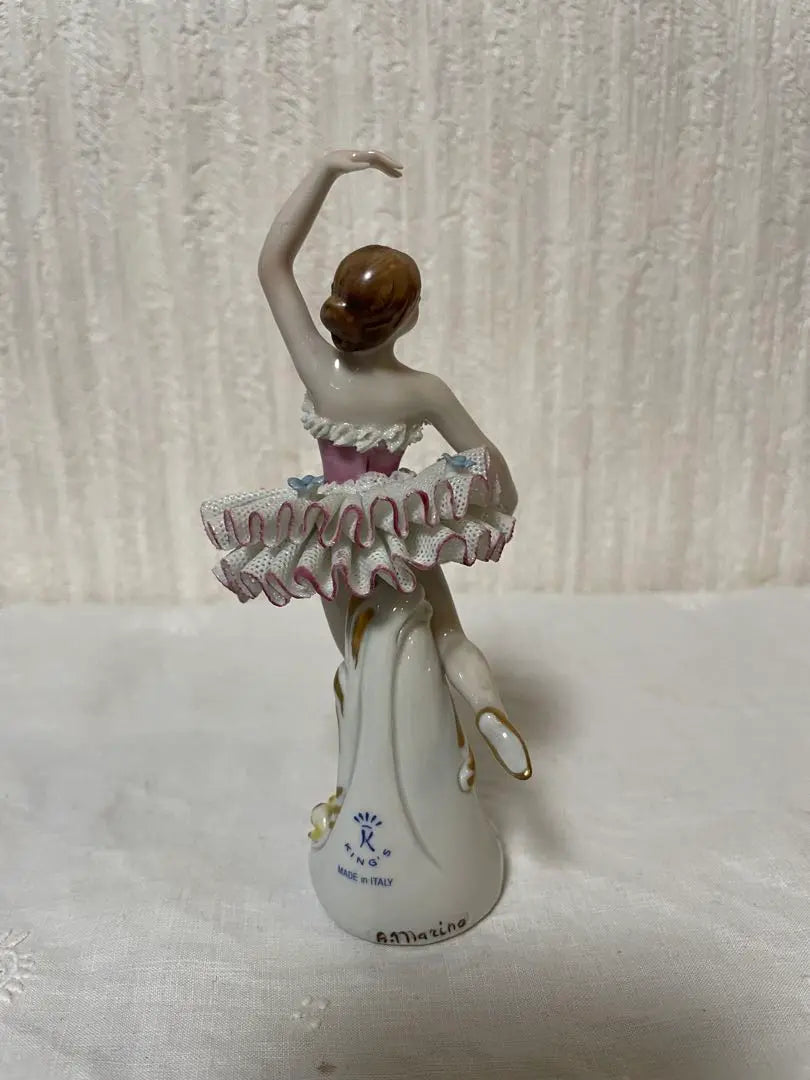 KING'S 1 Figurine Ballerina Ceramic Doll Italy Lace Doll