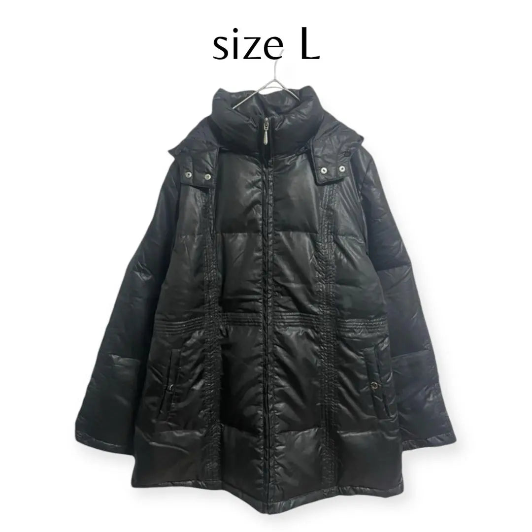 Down jacket outerwear with cold food [Size L] A79 | ダウンジャケット アウター 防寒 フード付き【size L】 a79