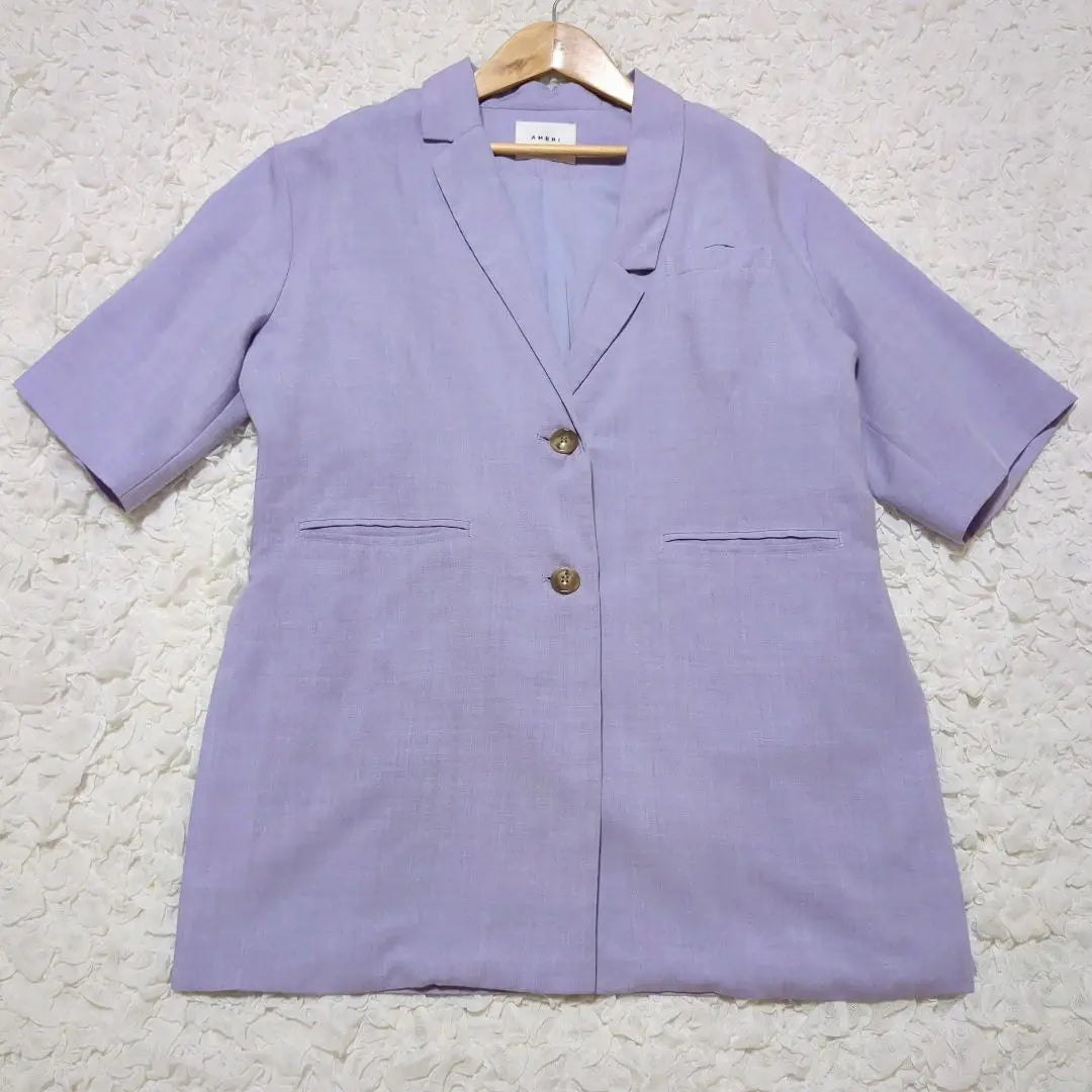 Amelie Light Half Sleeve Shirt Jacket Purple Buttons Haori Free Size