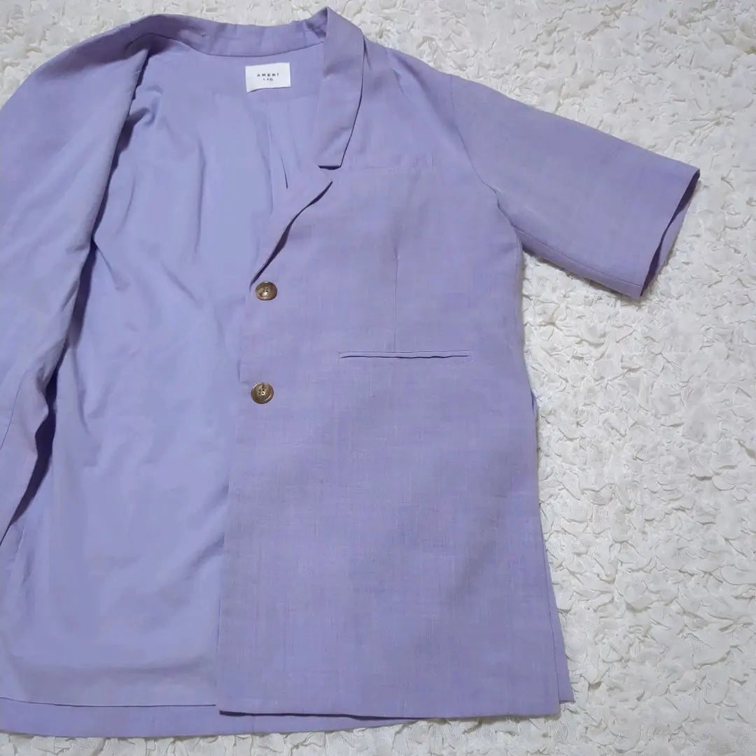 Amelie Light Half Sleeve Shirt Jacket Purple Buttons Haori Free Size