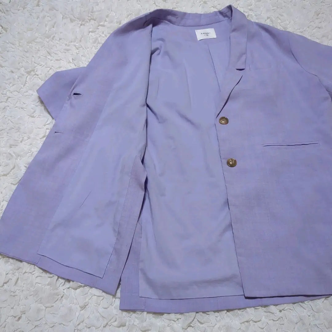 Amelie Light Half Sleeve Shirt Jacket Purple Buttons Haori Free Size