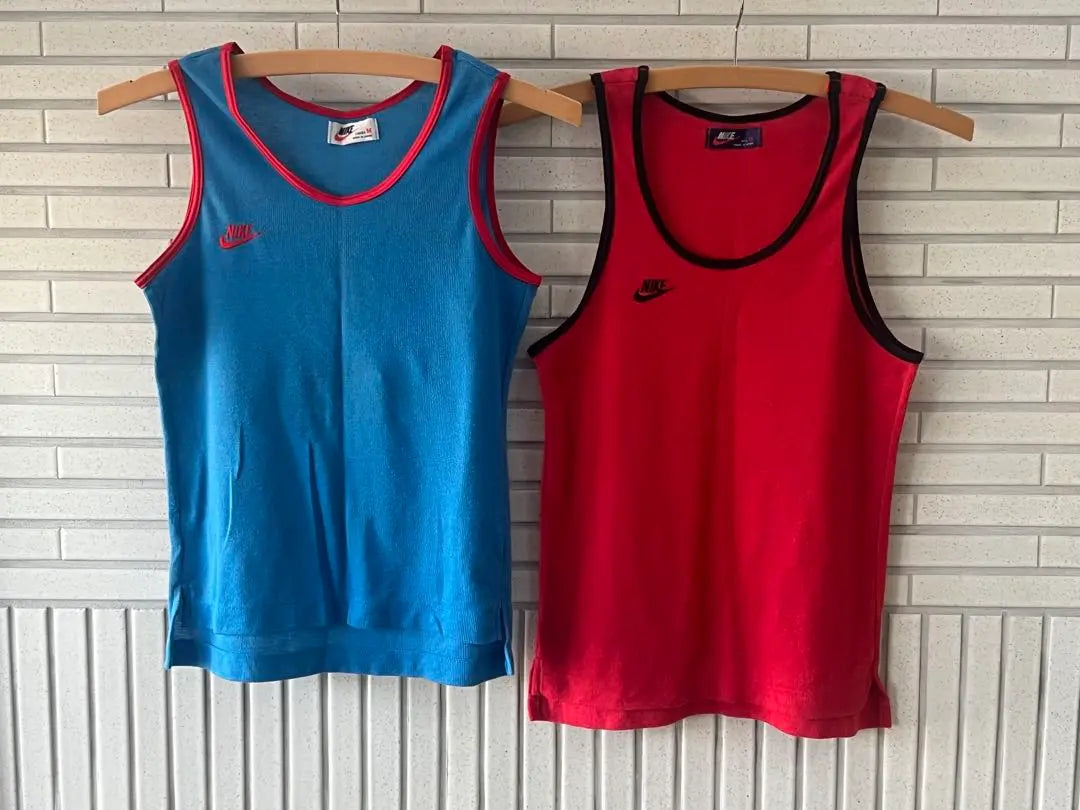 2-piece set ☆ Vintage 80s NIKE navy blue tag tank top made in Japan ☆