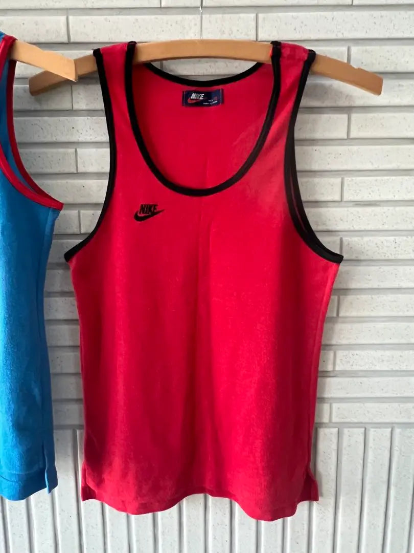 2-piece set ☆ Vintage 80s NIKE navy blue tag tank top made in Japan ☆