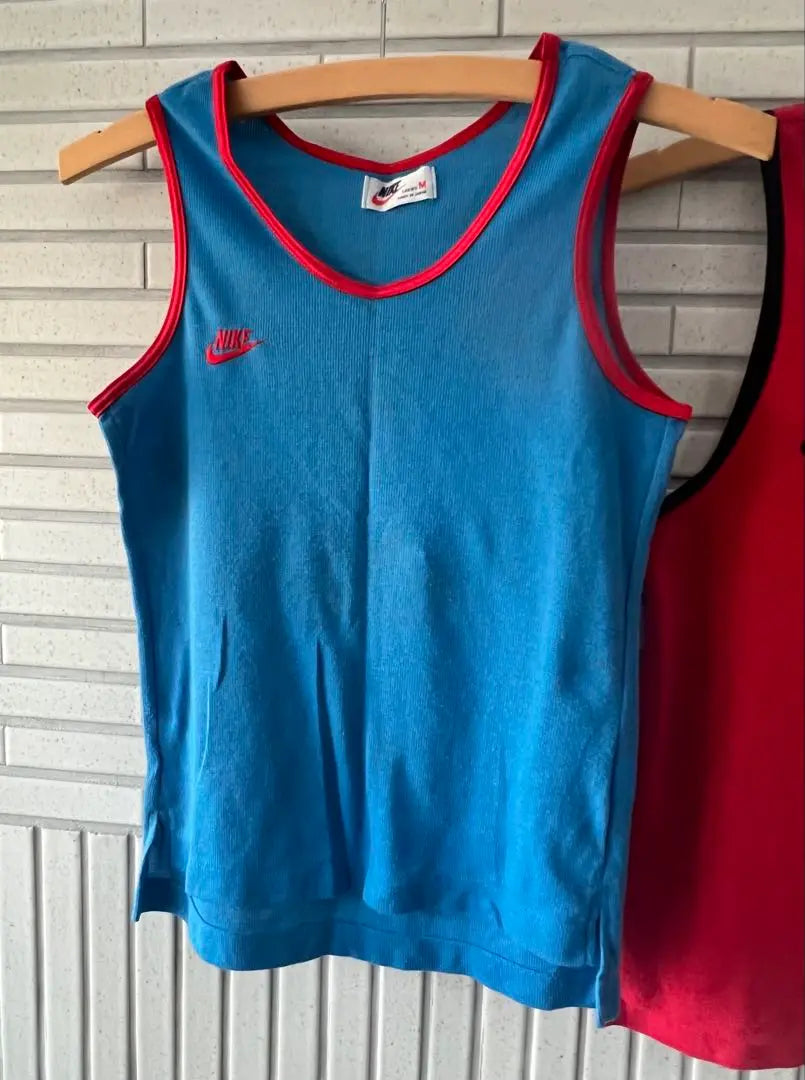 2-piece set ☆ Vintage 80s NIKE navy blue tag tank top made in Japan ☆