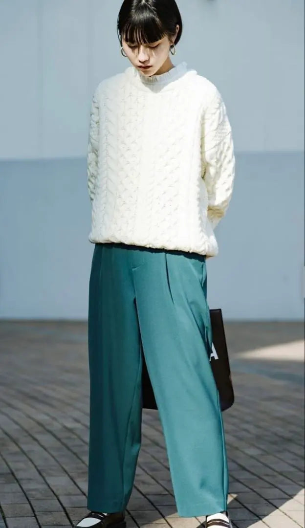 haco comfortable colored pants green tuck pants