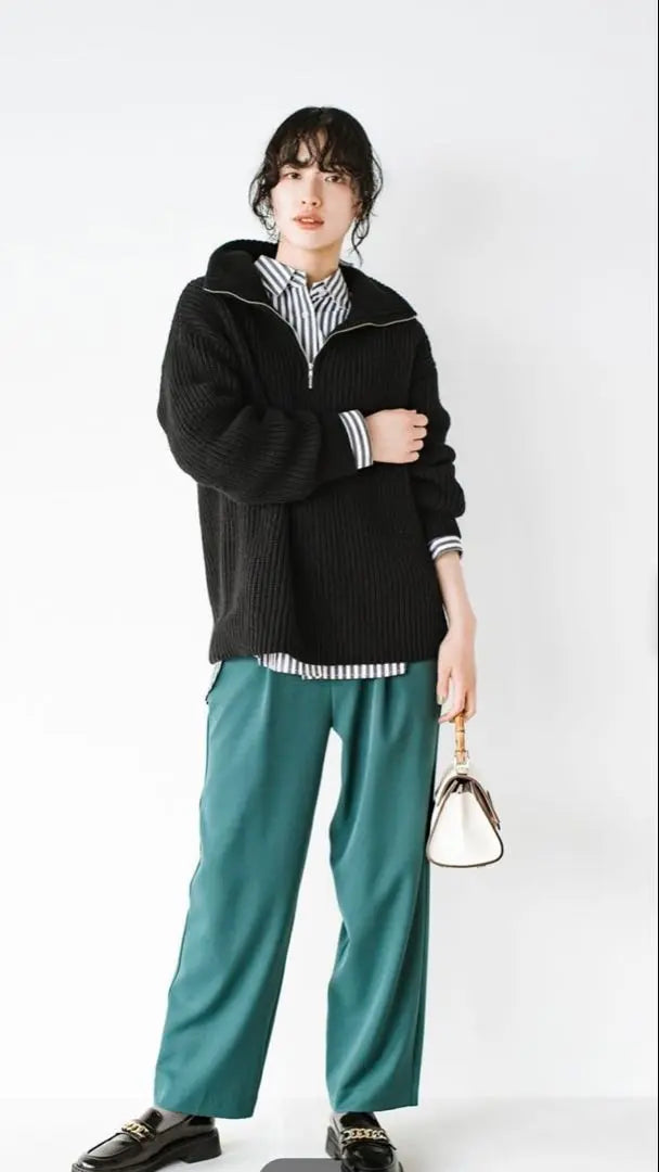 haco comfortable colored pants green tuck pants