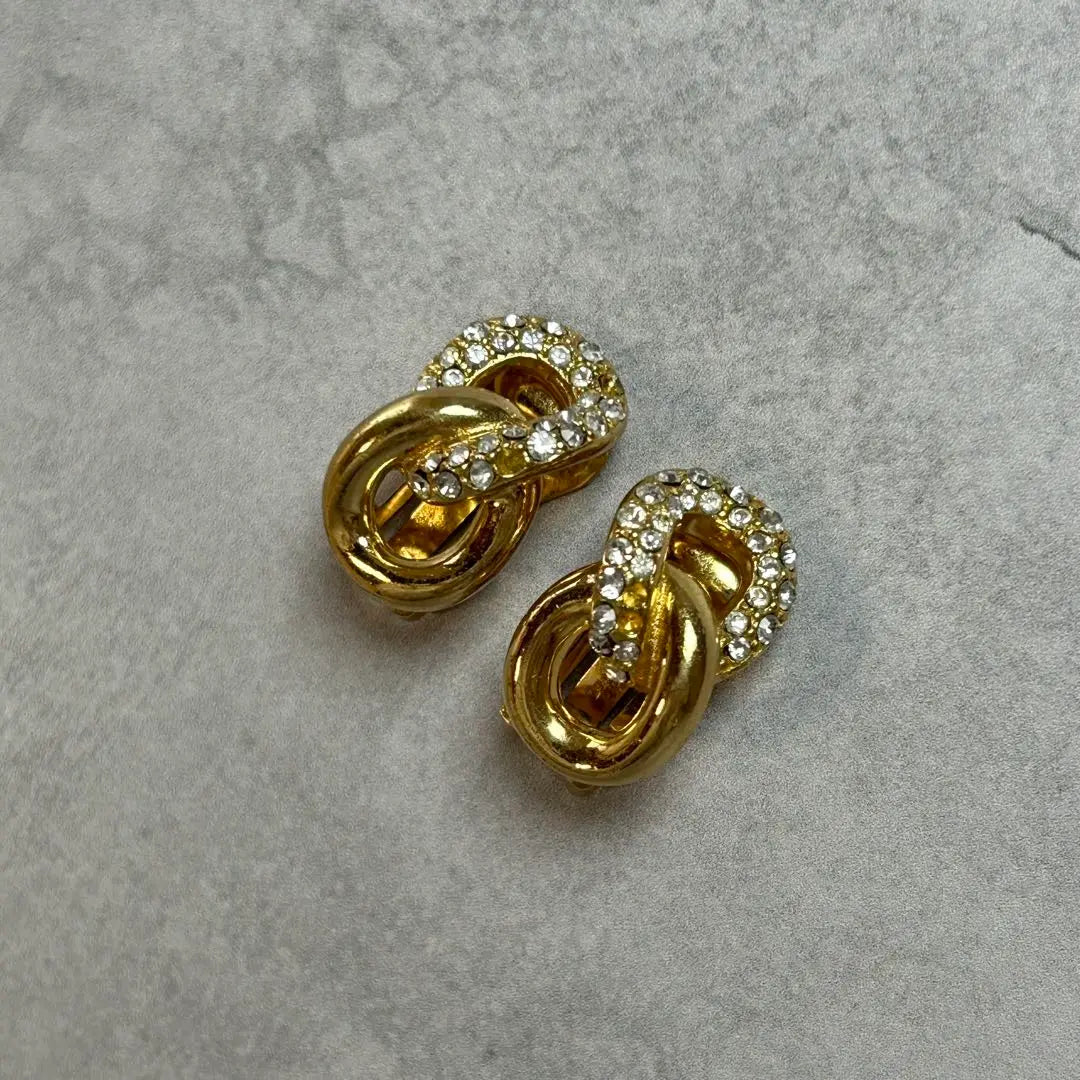 Christian Dior Rhinestone Earrings Gold