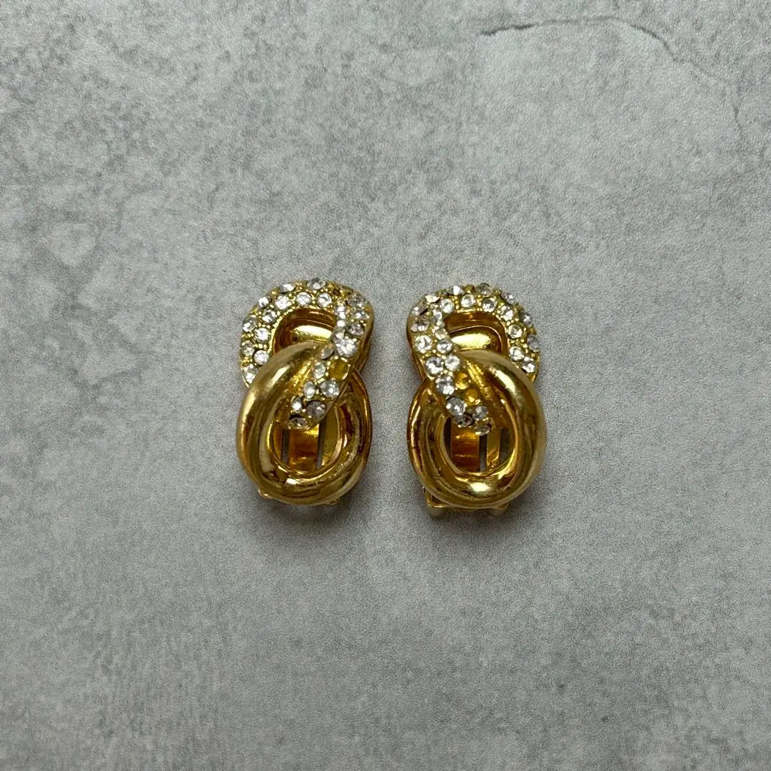 Christian Dior Rhinestone Earrings Gold