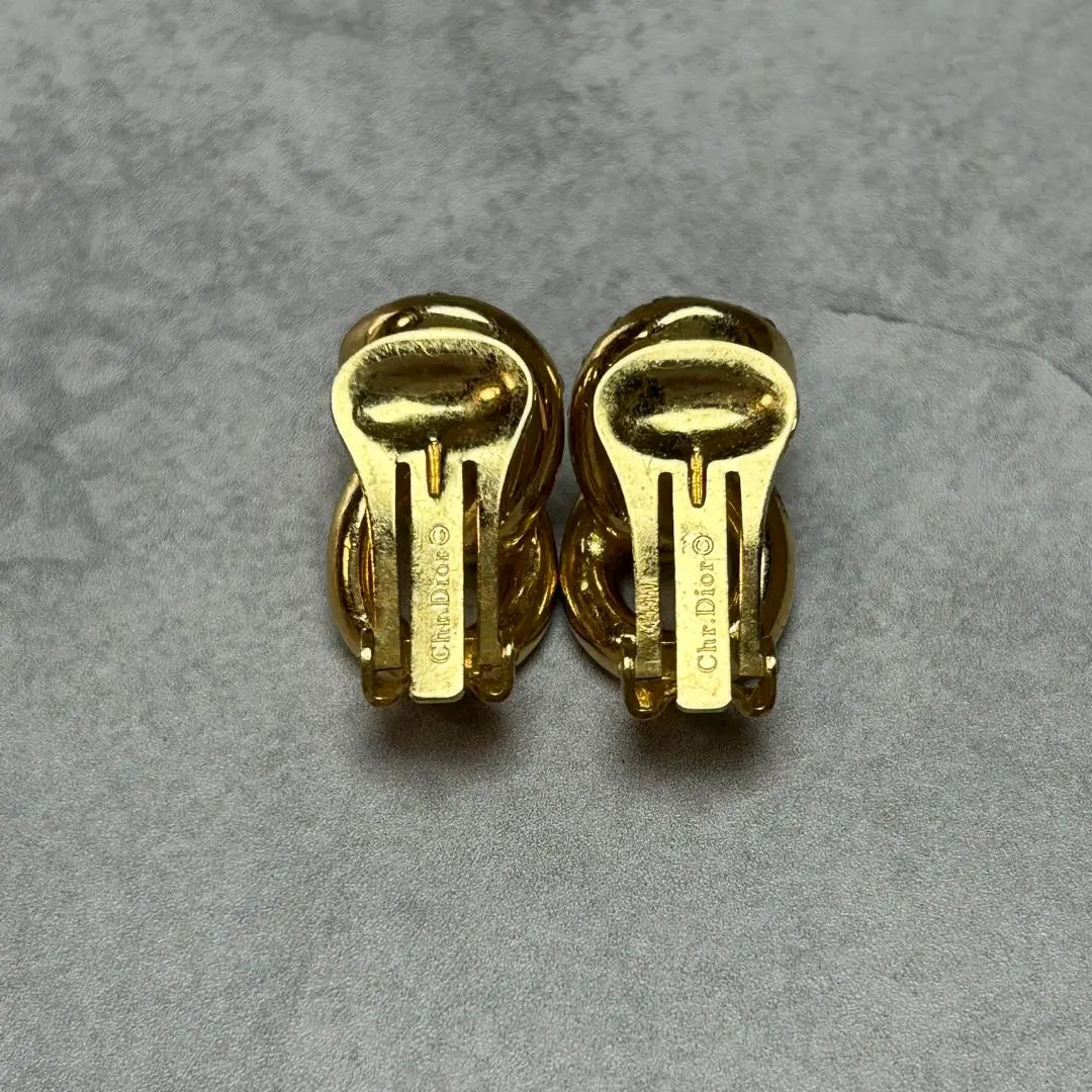 Christian Dior Rhinestone Earrings Gold