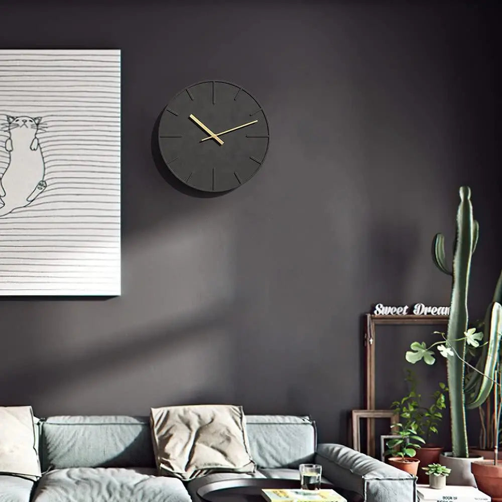 ★Reloj de pared de diseño sencillo, silencioso, de cemento, moderno y elegante.