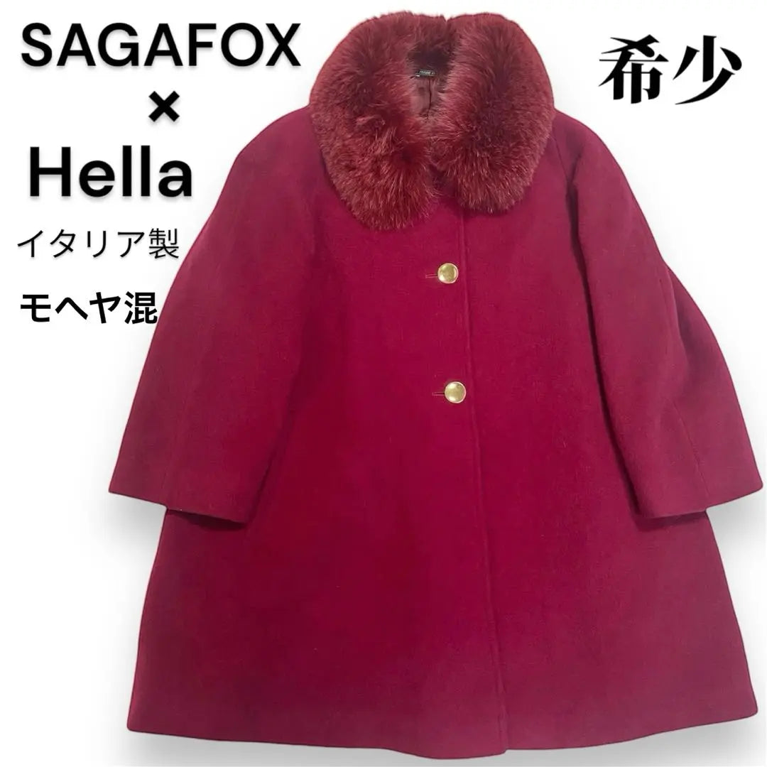 Raro Sagafox x Hella de los 90 con Far with Fur | 希少 90's SAGAFOX ×Hella ファー付き モヘア混 コート