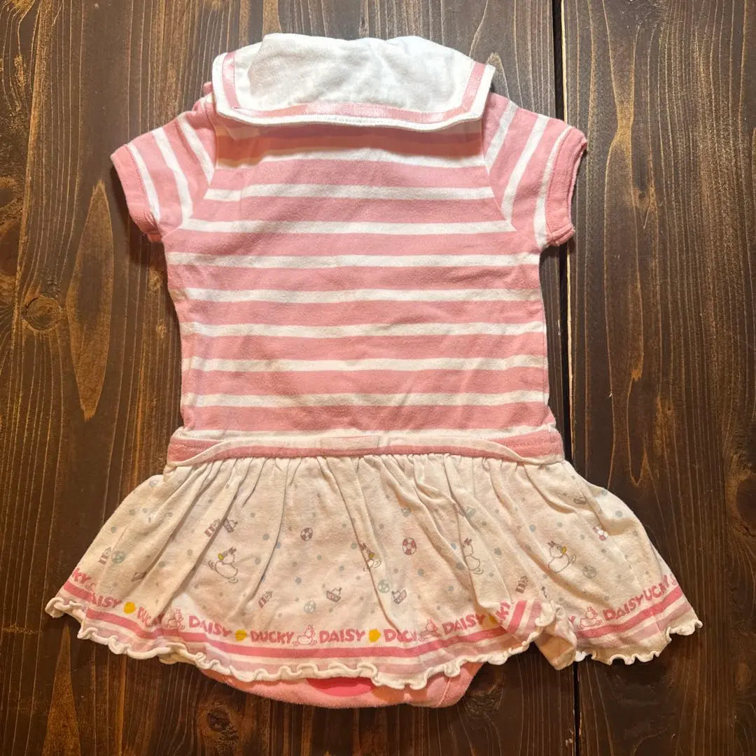 Tokyo Disney Resort Daisy Duck Romper 80 Short Sleeve Pink Marine Pattern