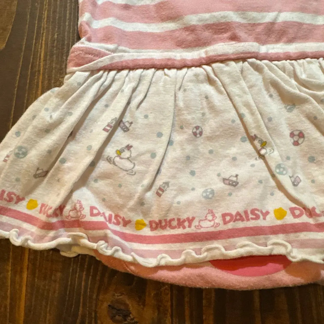 Tokyo Disney Resort Daisy Duck Romper 80 Short Sleeve Pink Marine Pattern