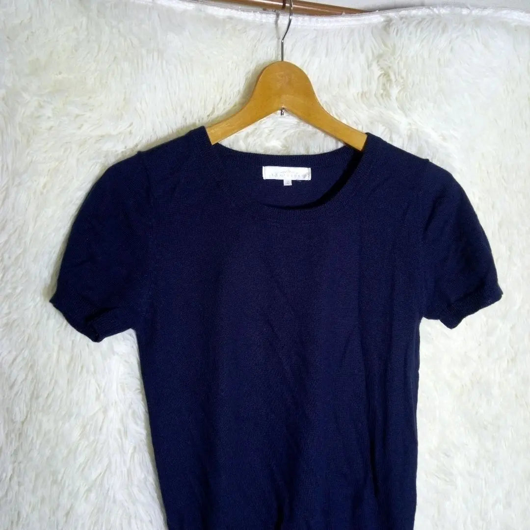 Kumikyoku [2] Women's Knit Sweater Short Sleeves Hair Blend Navy