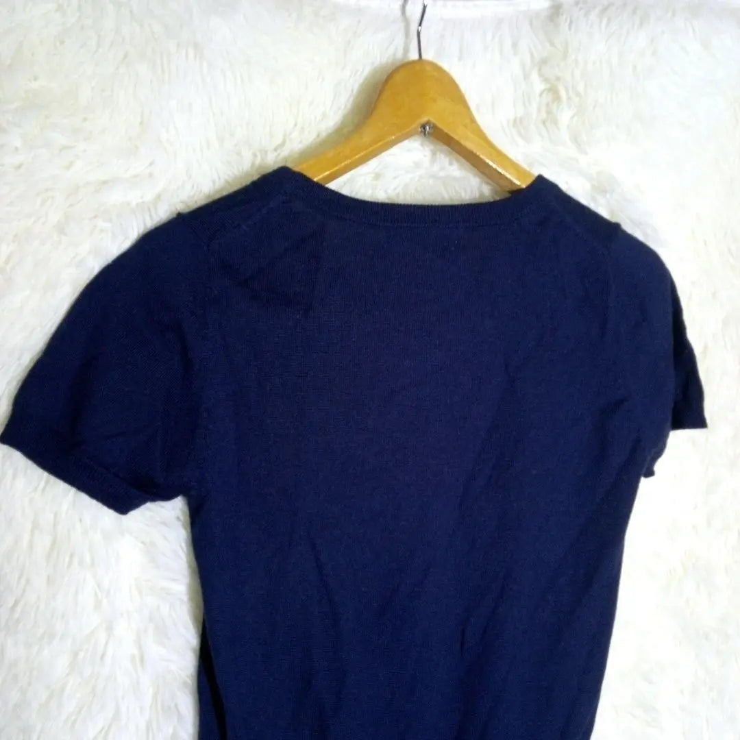 Kumikyoku [2] Women's Knit Sweater Short Sleeves Hair Blend Navy