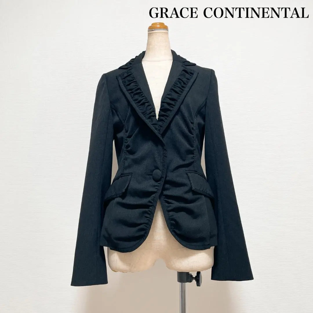 GRACE CONTINENTAL Chaqueta Gather Gris Elegante Estilo Belleza | GRACE CONTINENTAL