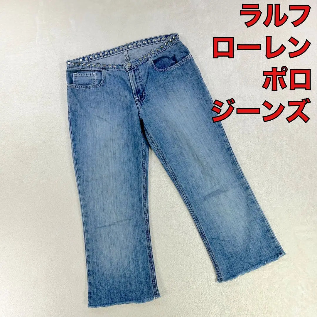 [Ralph Lauren Polo Jeans] Cut-off denim studded denim light blue | 【ラルフローレンポロジーンズ】カットオフデニム　スタッズデニム　ライトブルー