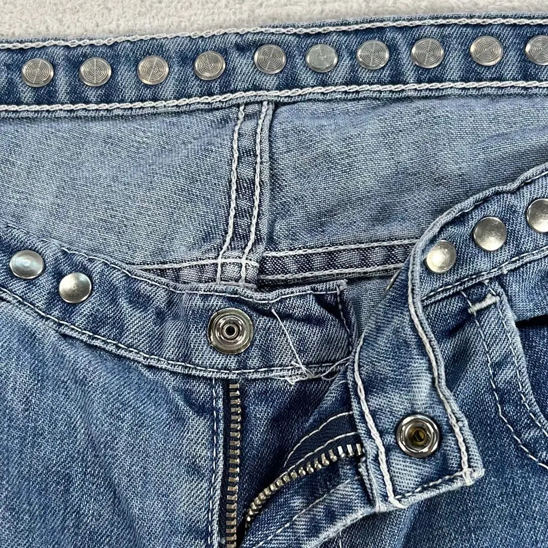 [Ralph Lauren Polo Jeans] Cut-off denim studded denim light blue | 【ラルフローレンポロジーンズ】カットオフデニム　スタッズデニム　ライトブルー