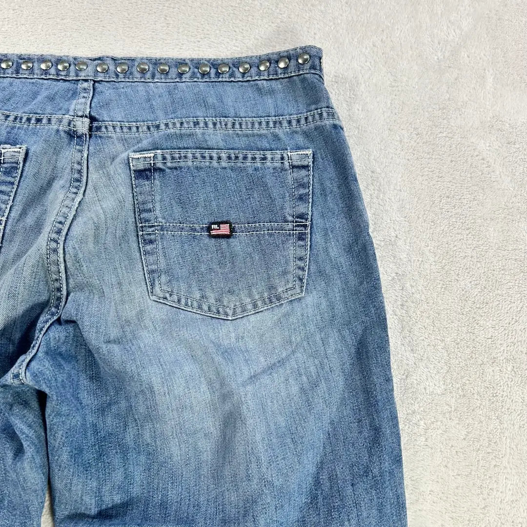 [Ralph Lauren Polo Jeans] Cut-off denim studded denim light blue | 【ラルフローレンポロジーンズ】カットオフデニム　スタッズデニム　ライトブルー