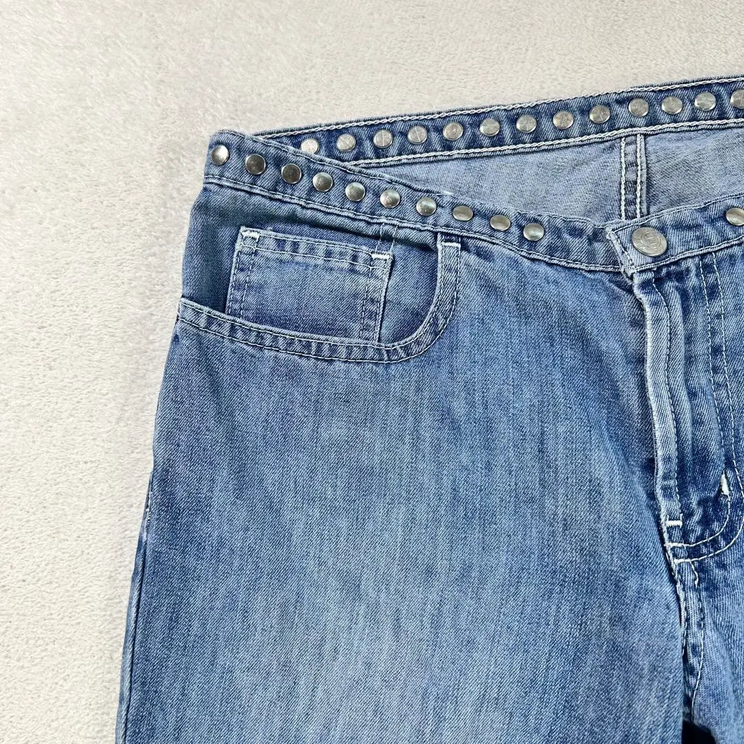 [Ralph Lauren Polo Jeans] Denim recortado denim con tachuelas azul claro | 【ラルフローレンポロジーンズ】カットオフデニム スタッズデニム ライトブルー