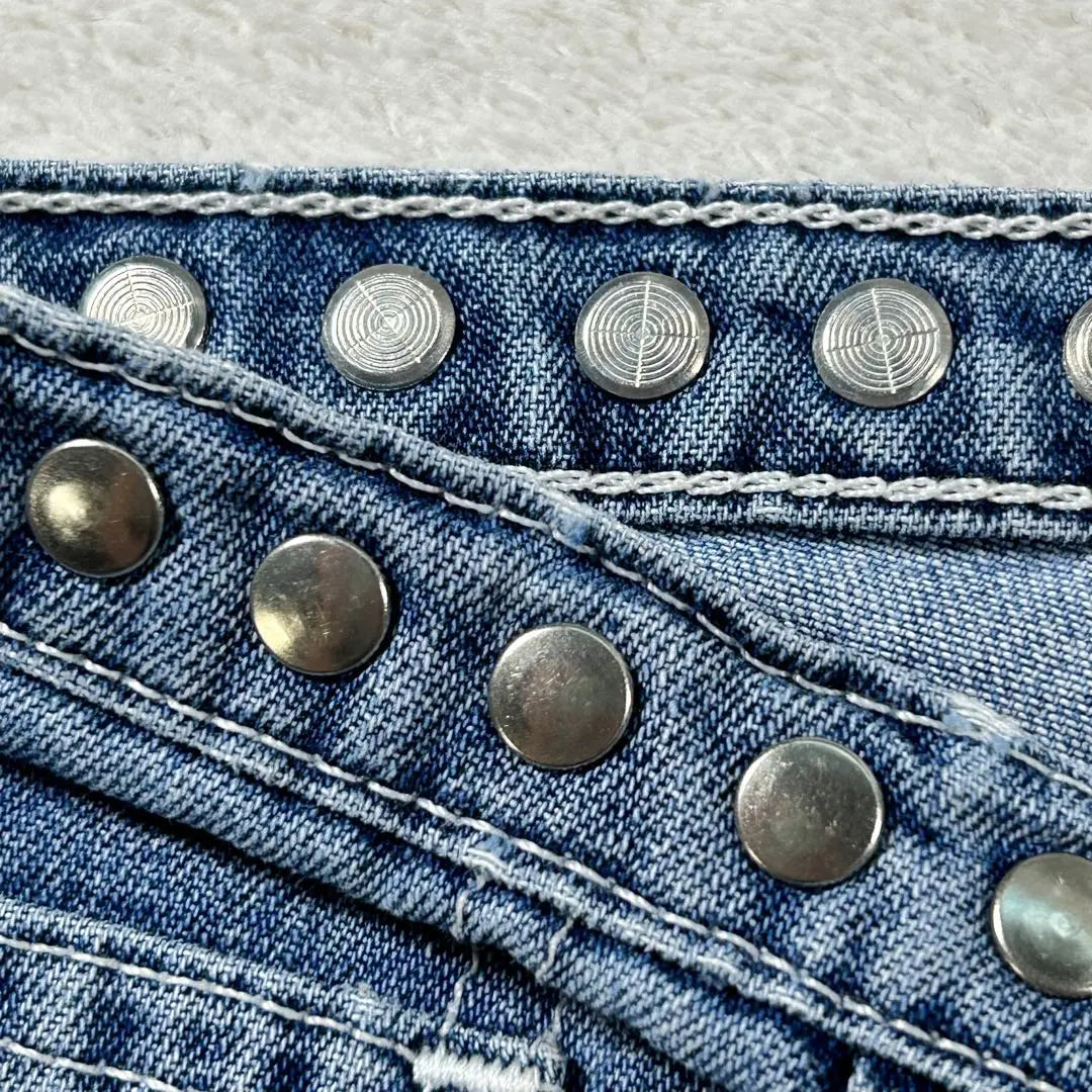 [Ralph Lauren Polo Jeans] Cut-off denim studded denim light blue | 【ラルフローレンポロジーンズ】カットオフデニム　スタッズデニム　ライトブルー