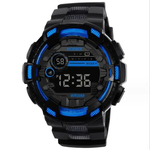 New LED Digital Multifunctional Men's Women's Watch Black/Blue | 新品 LED デジタル多機能 メンズ レディース 腕時計 黒/青