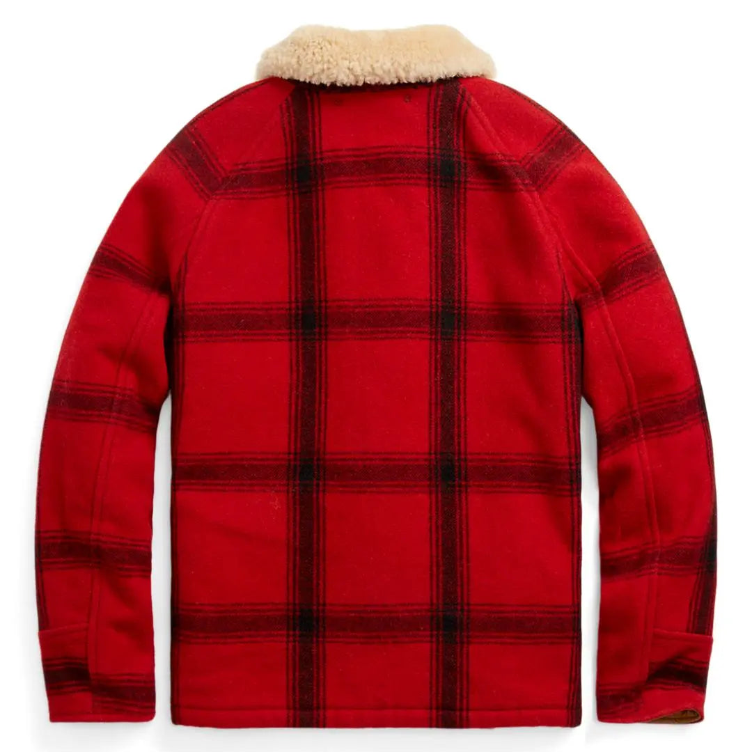 [New and unused] Double RL Shearing Collar Plaid Wool Jacket M